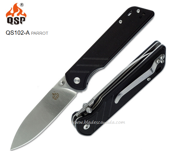 QSP Parrot Folding Knife, D2 Steel, G10 Black, QS102-A - Click Image to Close